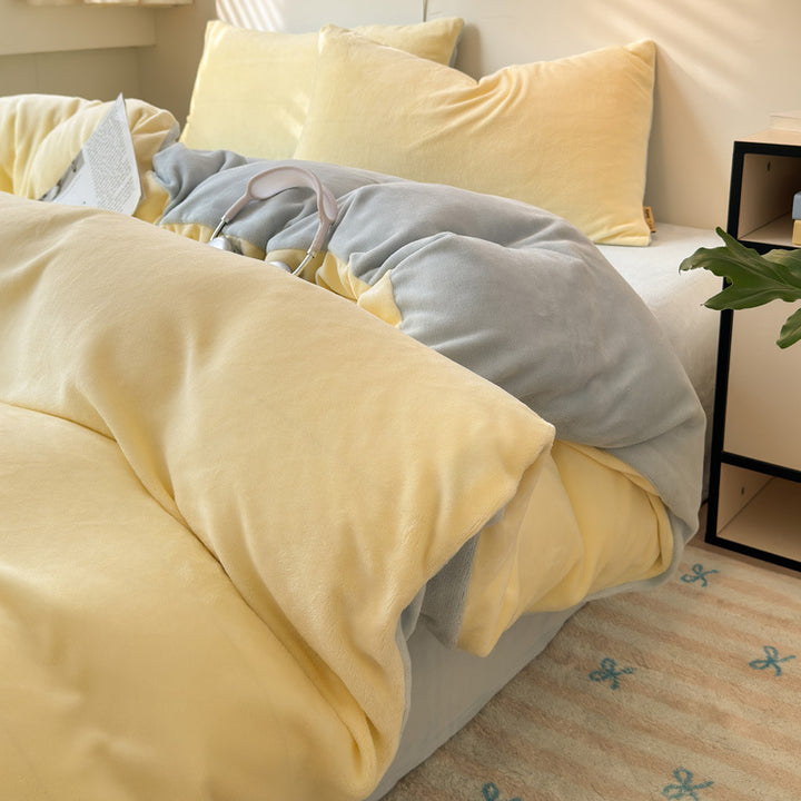 Milk fiber bedding set, winter, double-layered