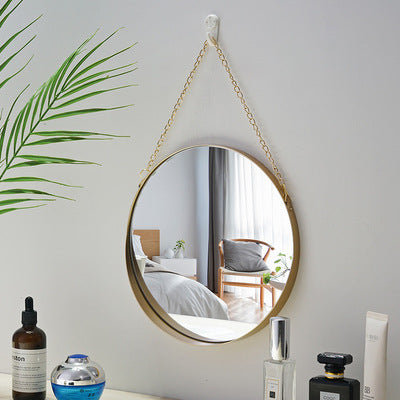 Wall mirror with iron frame, round