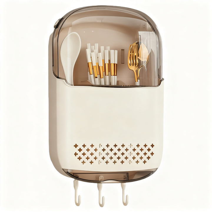 Wall-mounted chopstick holder with lid or open