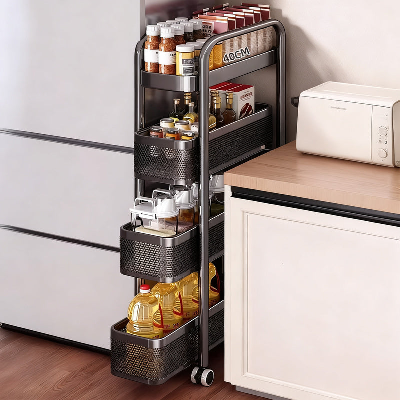 Narrow drawer organizer for kitchen and bathroom