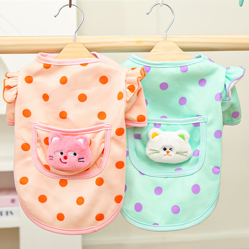 Dog clothing, fleece, autumn/winter, polka dot design