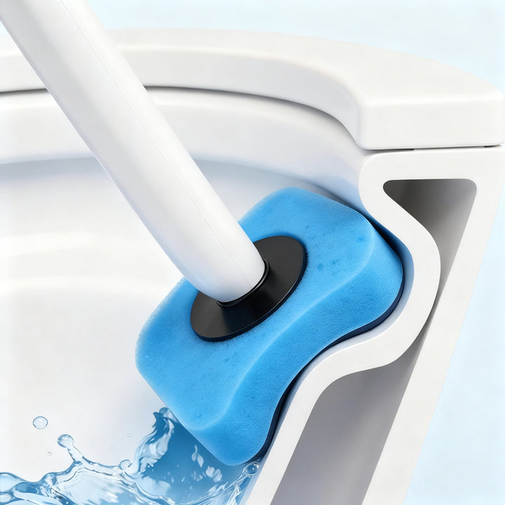 Toilet brush with interchangeable sponge heads