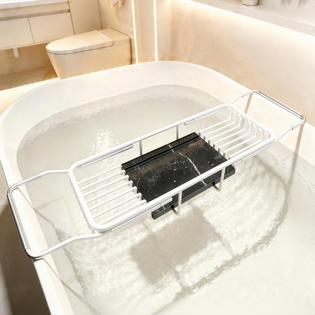 Expandable stainless steel bathtub rack