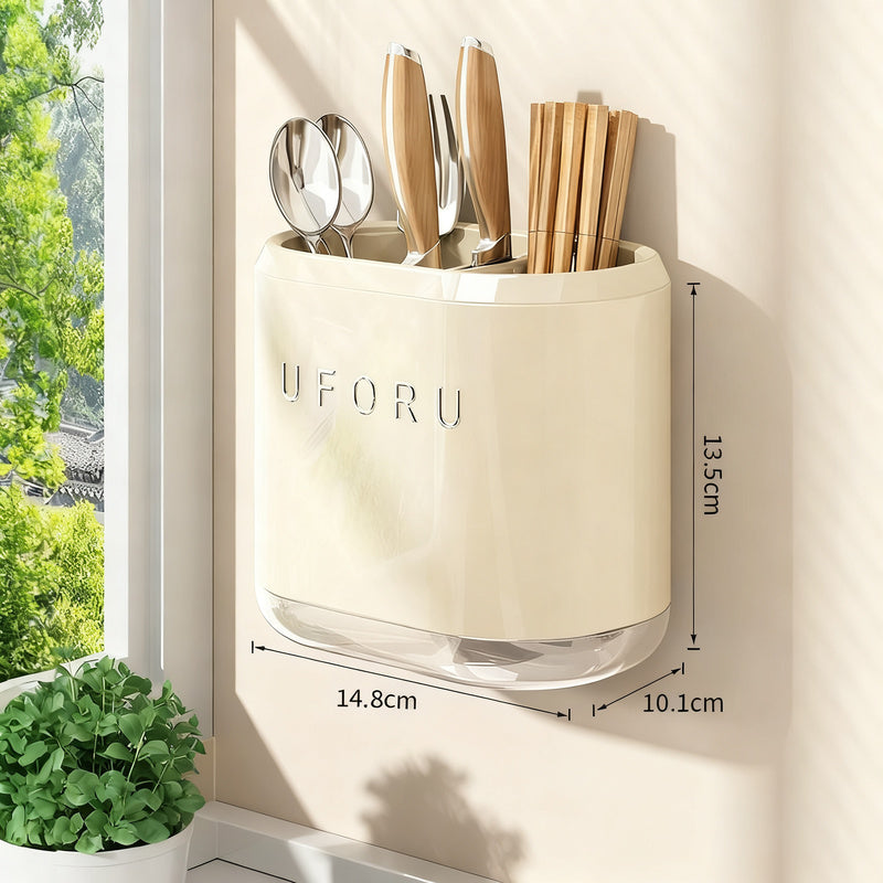 Wall-mounted chopstick holder with lid or open