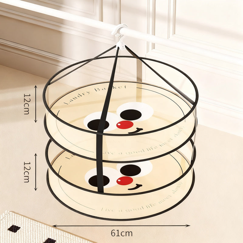 Foldable laundry drying nets, multilayer