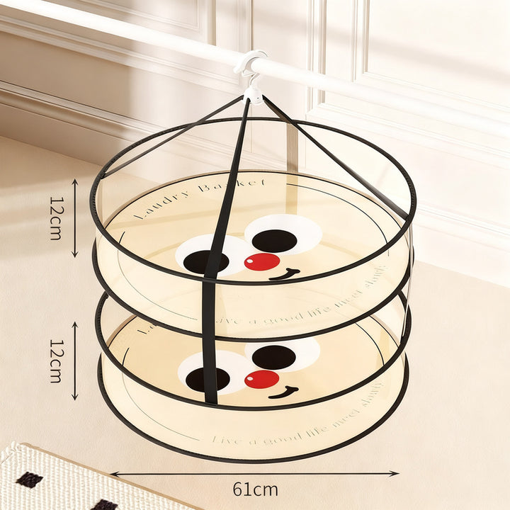 Foldable laundry drying nets, multilayer