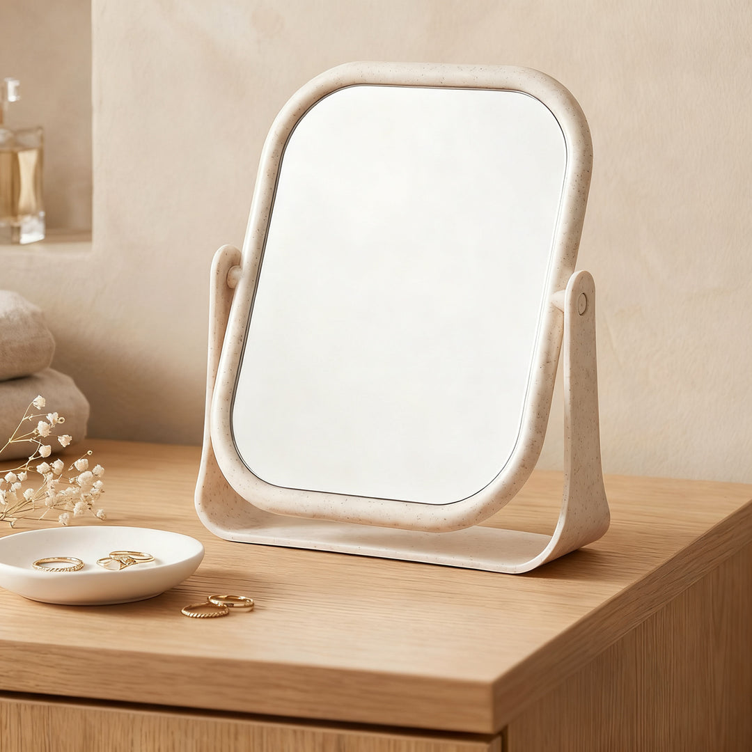 Table mirror, round, 360° rotatable