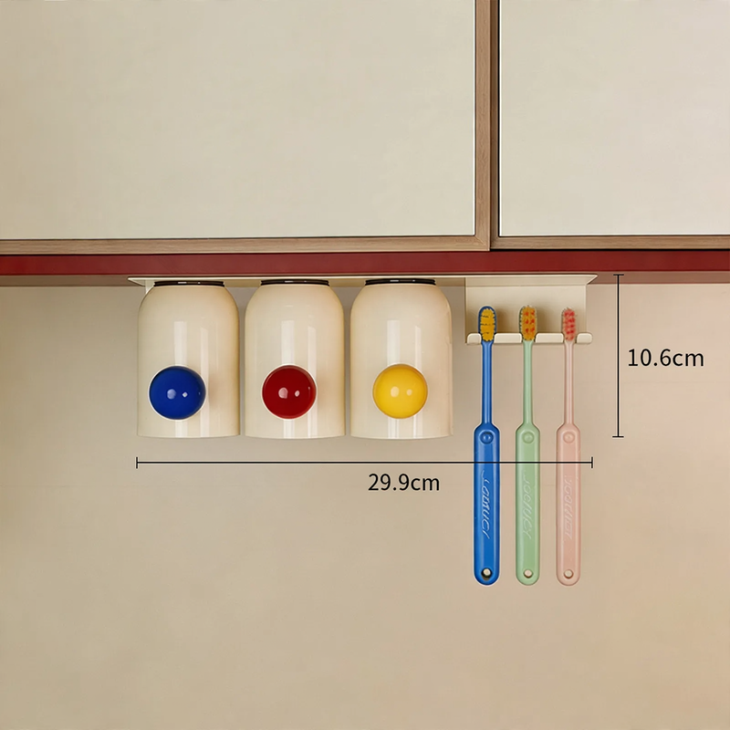 Toothbrush holder, wall mounted, no drilling