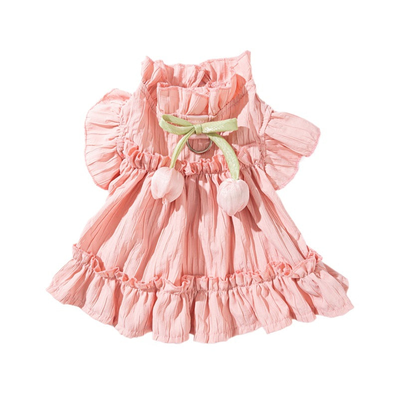 Two-legged dress for pets, pleated design