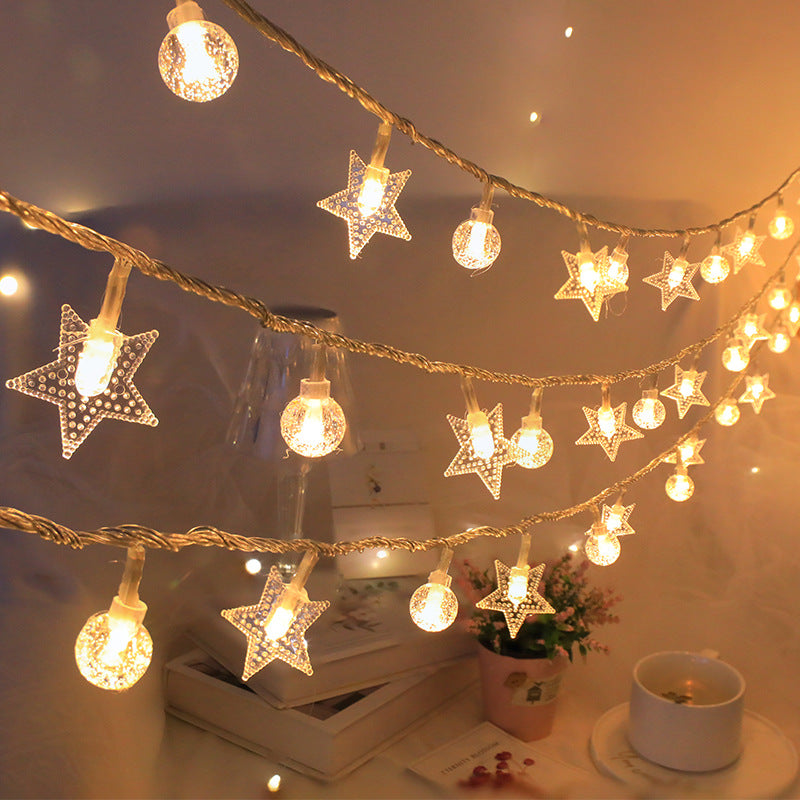 Solar string lights with stars and balls, 3.5 m