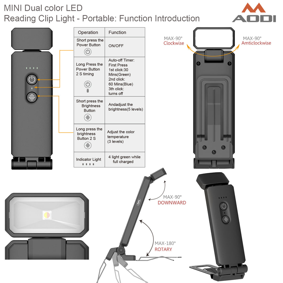 Portable LED reading lamp with clamp base