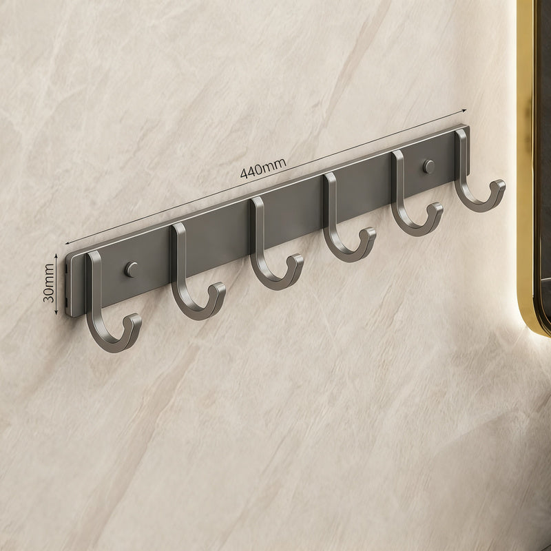 Aluminium coat hooks with adhesive fixation, 3–8 rows