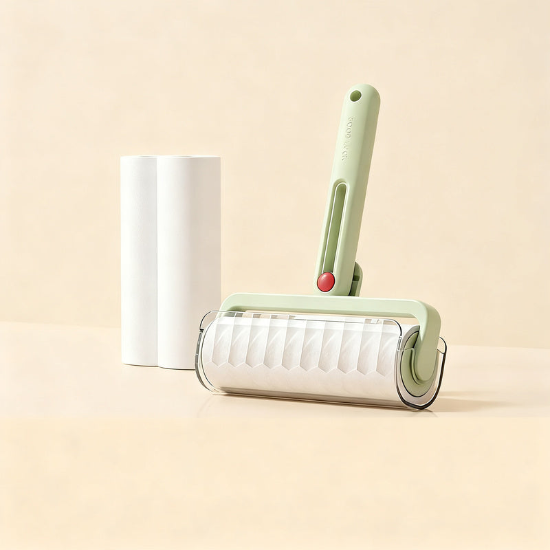 Lint roller with replacement rolls, foldable