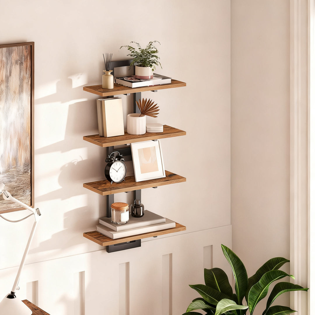 Wall shelf made of steel, floating design