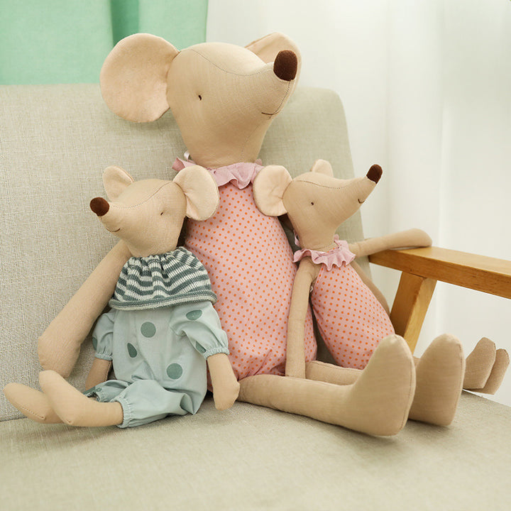 Plush mouse with clothing, 35–60 cm, Polyester