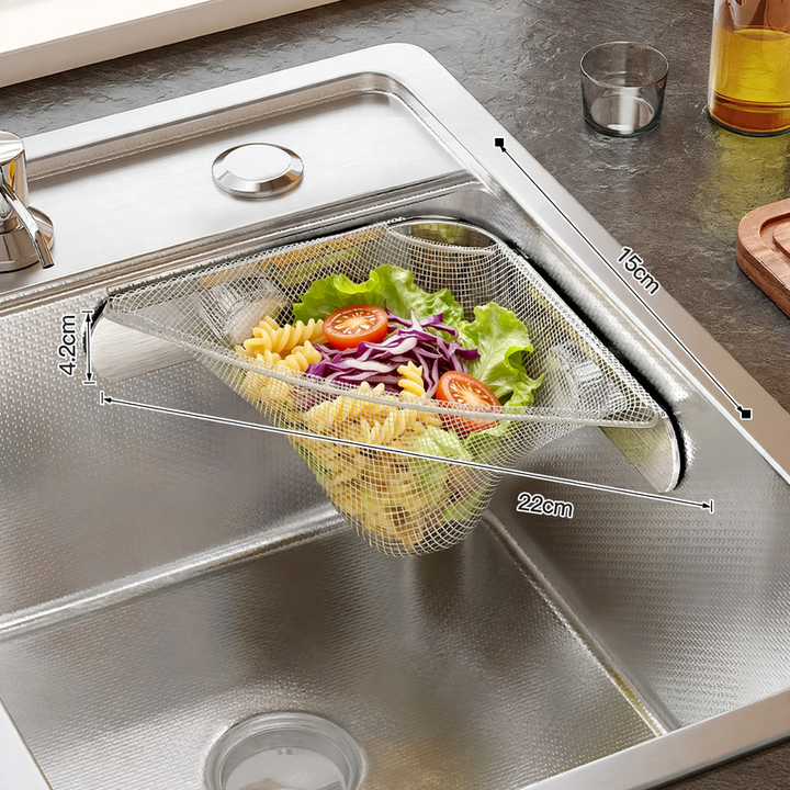 Stainless steel kitchen countertop, extendable, for sink