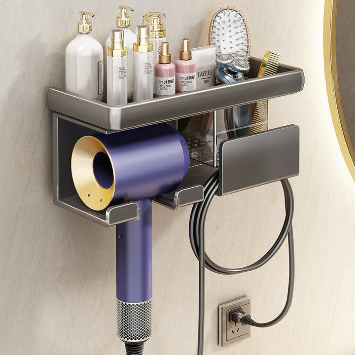 Wall shelf for hairdryer with shelf, iron alloy