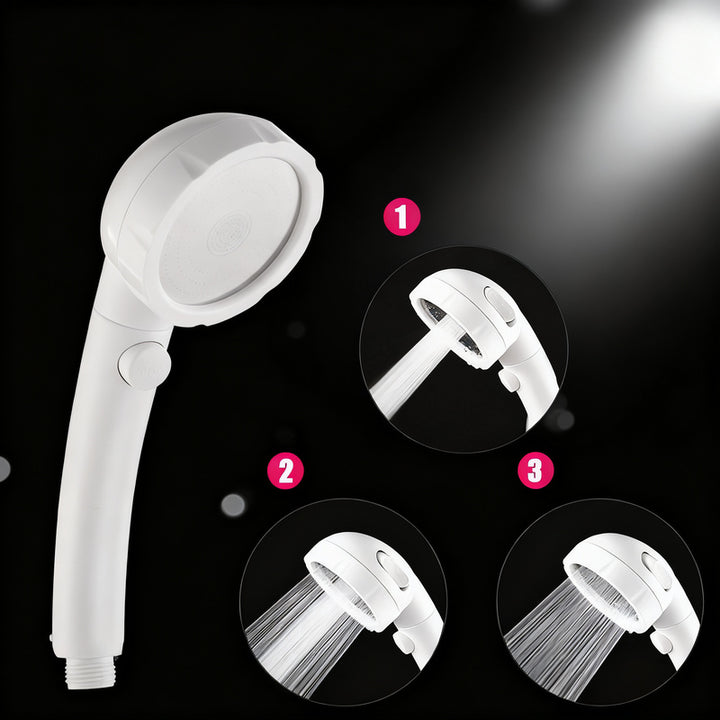 Hand shower with 3 spray types and stop function