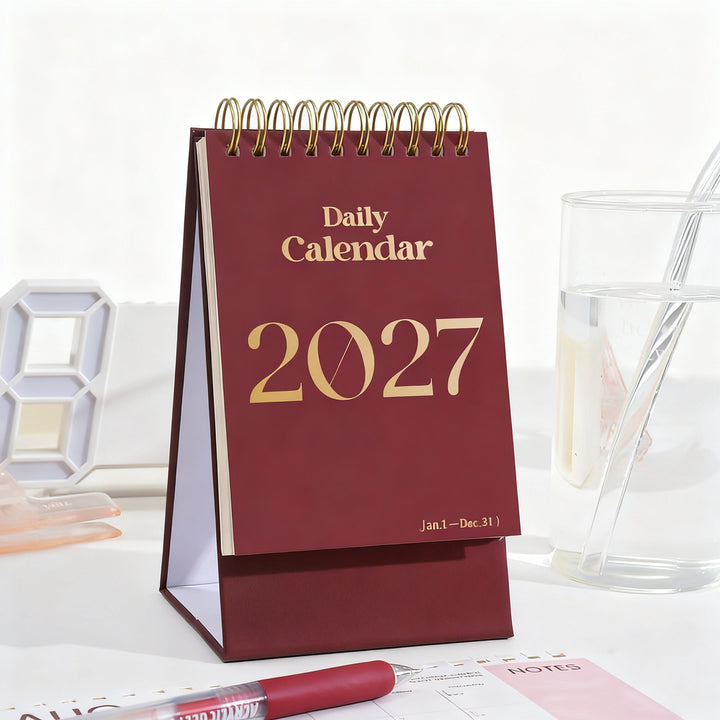 Desk calendar 2026 with roses and butterflies
