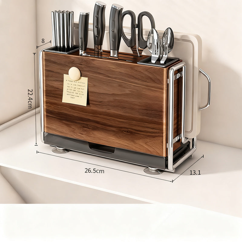 Multifunctional knife block shelf with magnetic function