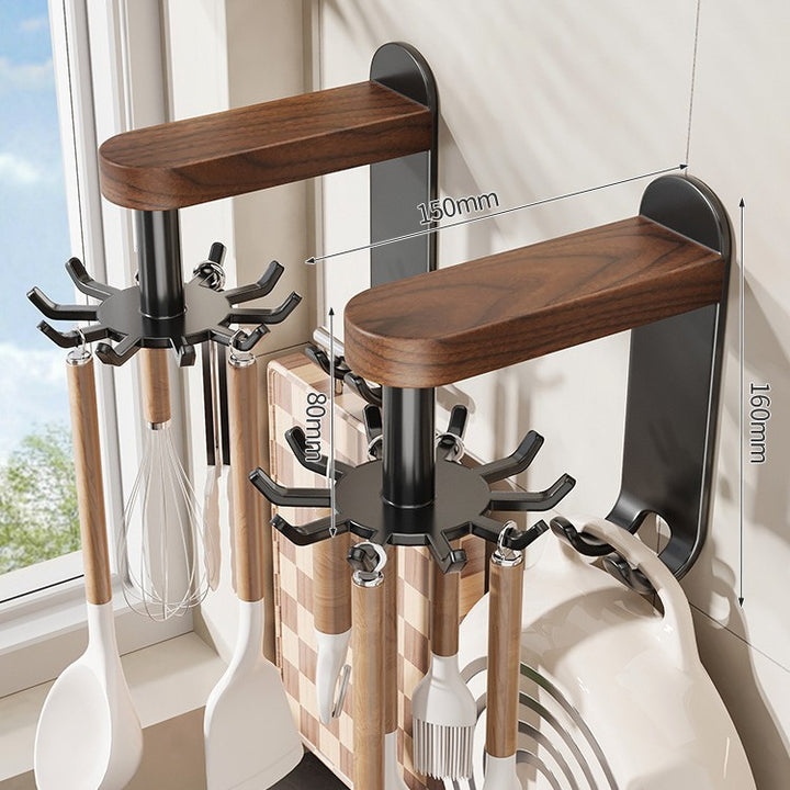 Rotating kitchen stand made of walnut
