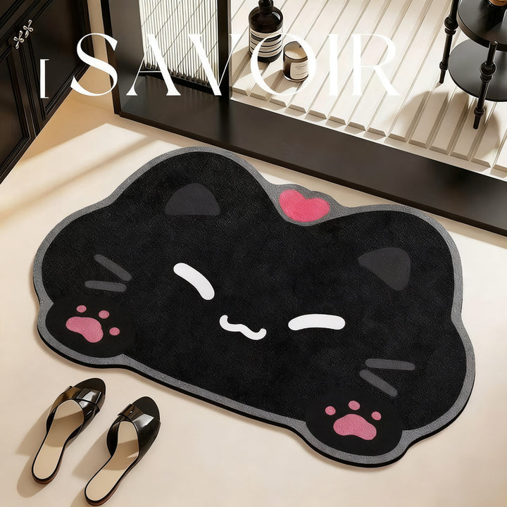 Diatomaceous earth bath mat, cat design