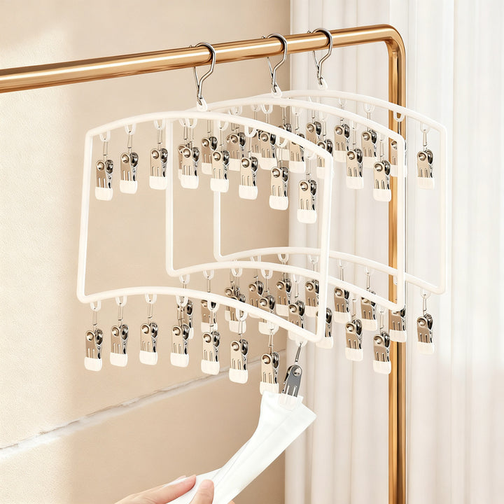 Clothes drying rack with clips for children
