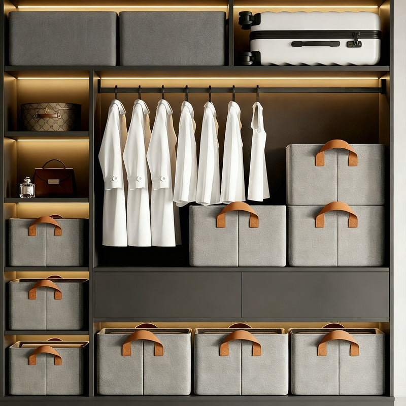 Fabric storage box for clothes, foldable