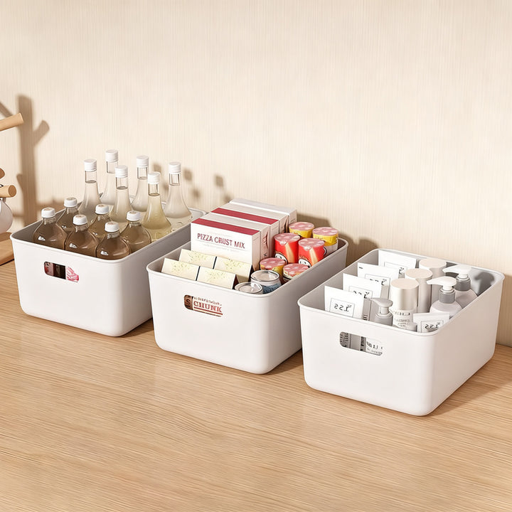 Plastic storage box for desk and cabinet