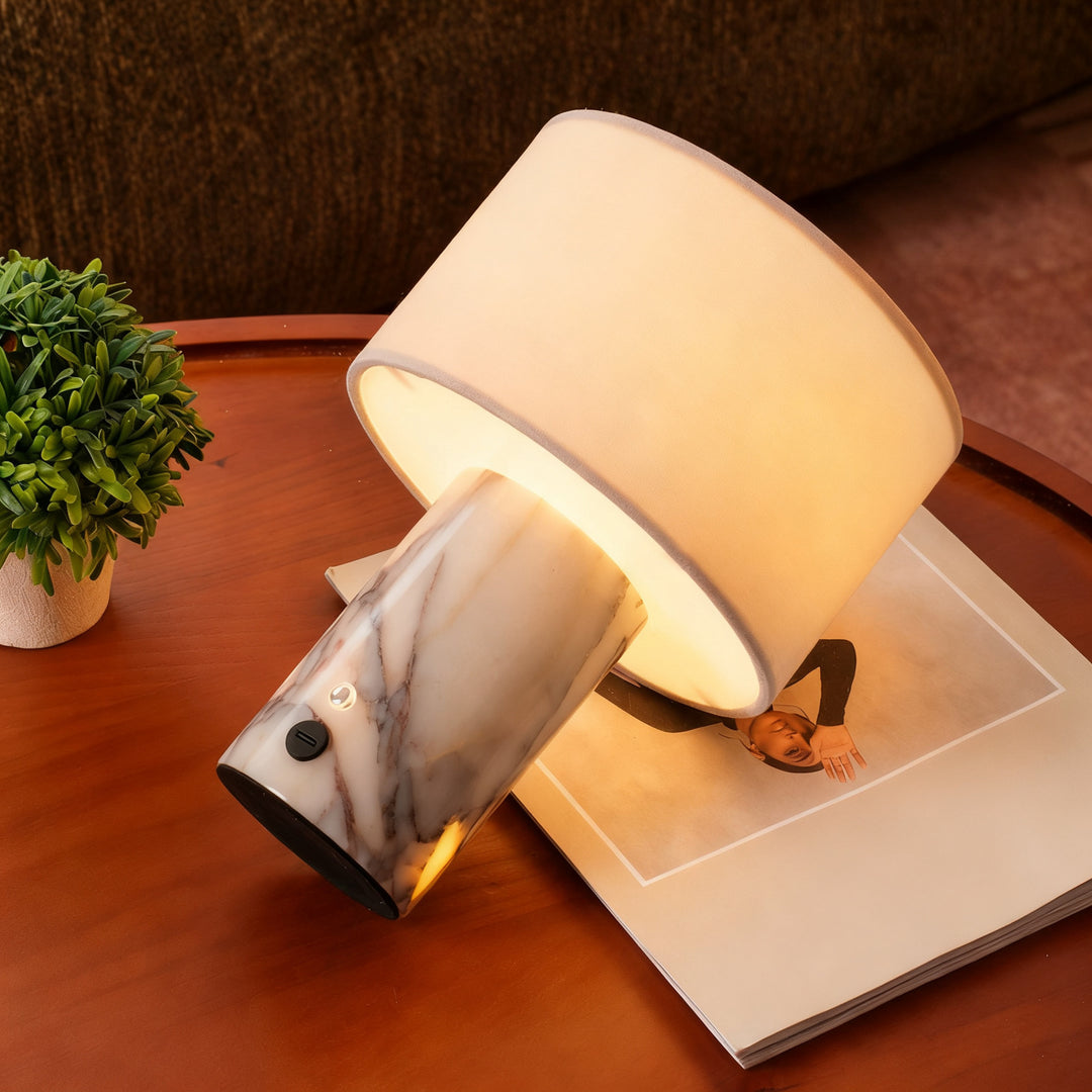 Marble table lamp model 1011, rechargeable or mains-powered