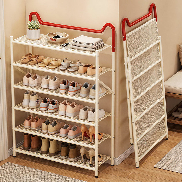 Foldable shoe rack made of metal, 3–5 tiers