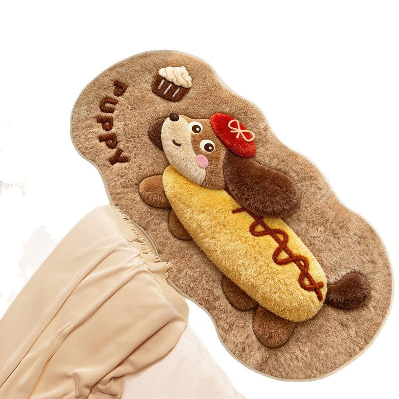 Animal motif bath mat, synthetic fur, washable