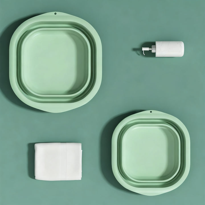 Folding plastic wash basin, portable