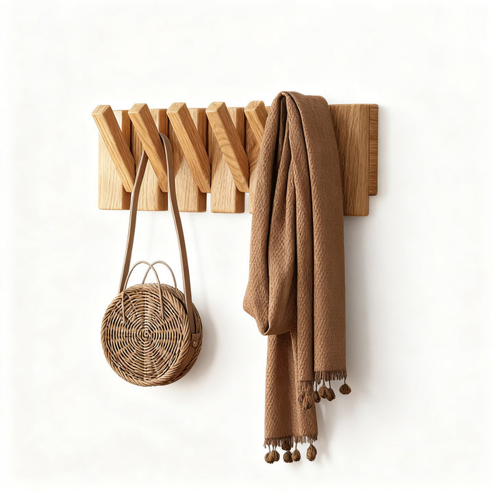 Wood Wall Rack Piano Keys Design, 4–12 Hooks