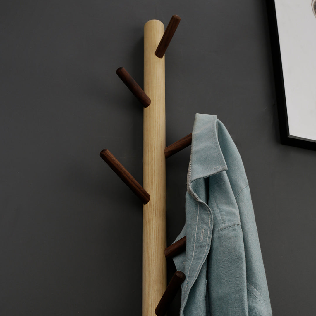 Wood wall coat rack in tree shape, Nordic design
