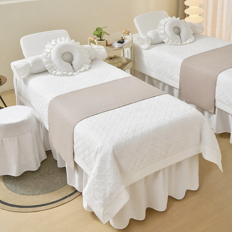 Luxury bed linen set for spa and cosmetics