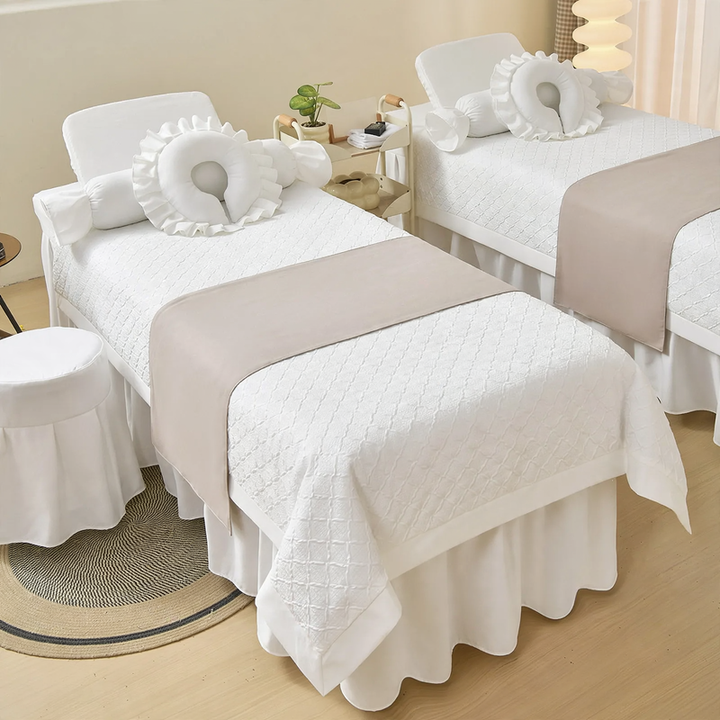 Luxury bed linen set for spa and cosmetics