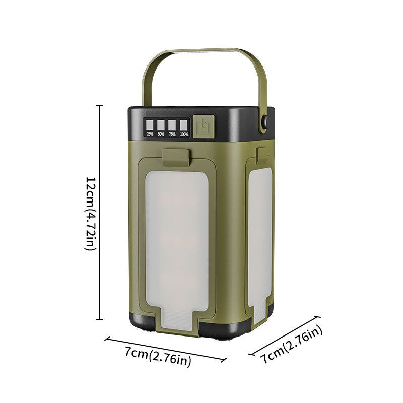 LED camping lamp with solar charging, foldable