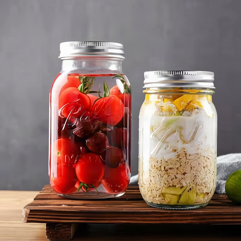 Glass storage jars, various sizes