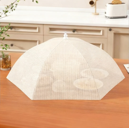 Foldable food cover made of mesh fabric
