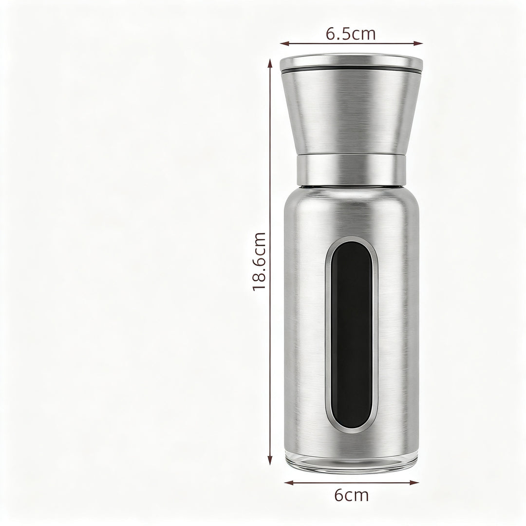 Stainless steel pepper mill with ceramic grinder