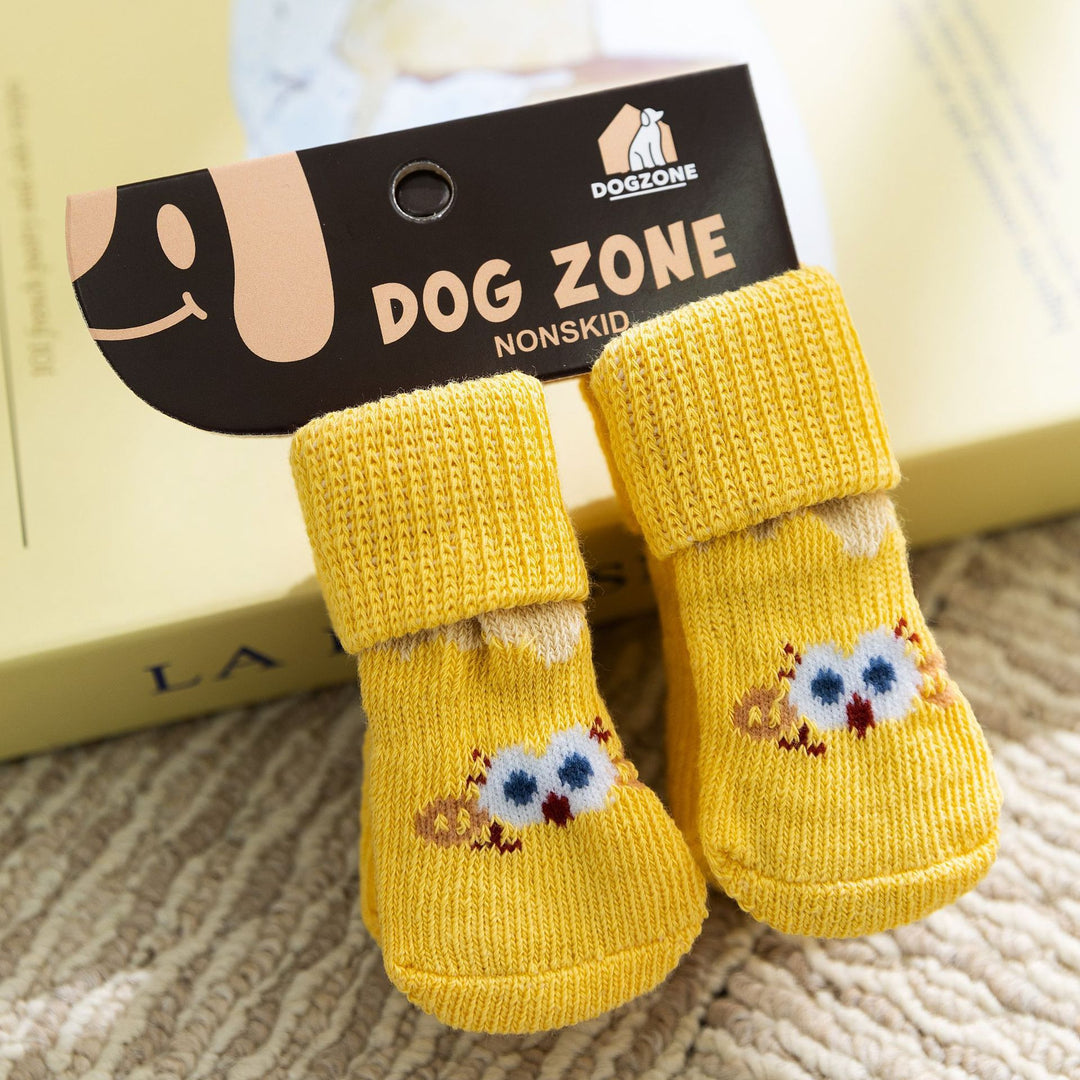 Dog socks, cotton, set of 4, non-slip