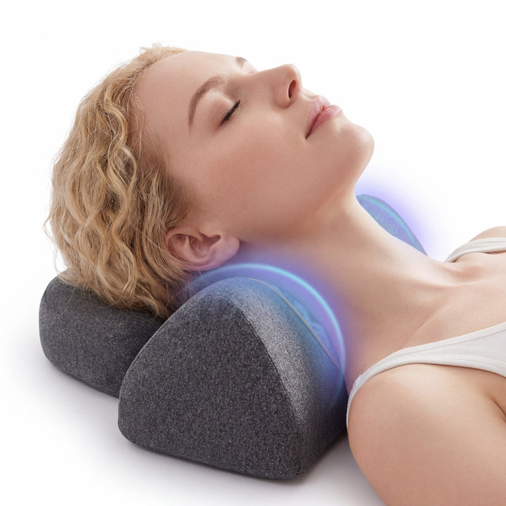 Neck support pillow made of memory foam with heating function