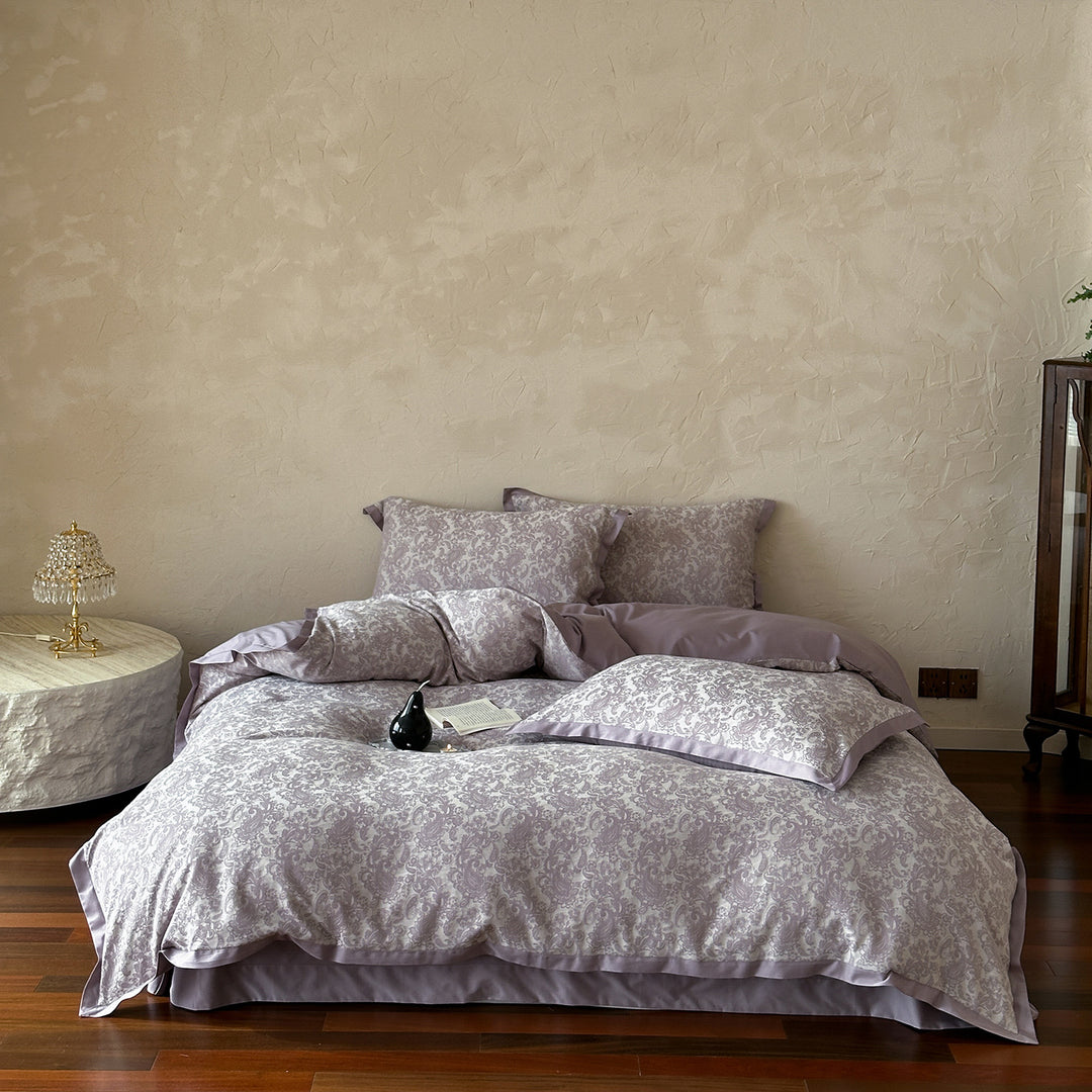 Cotton bedding set, 4-piece, jacquard