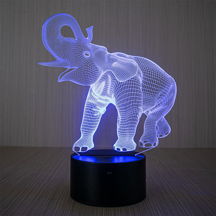3D-LED-Night Light Elephant with Remote Control