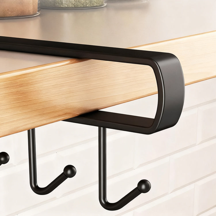 Kitchen hooks for under cabinets, 6-piece row