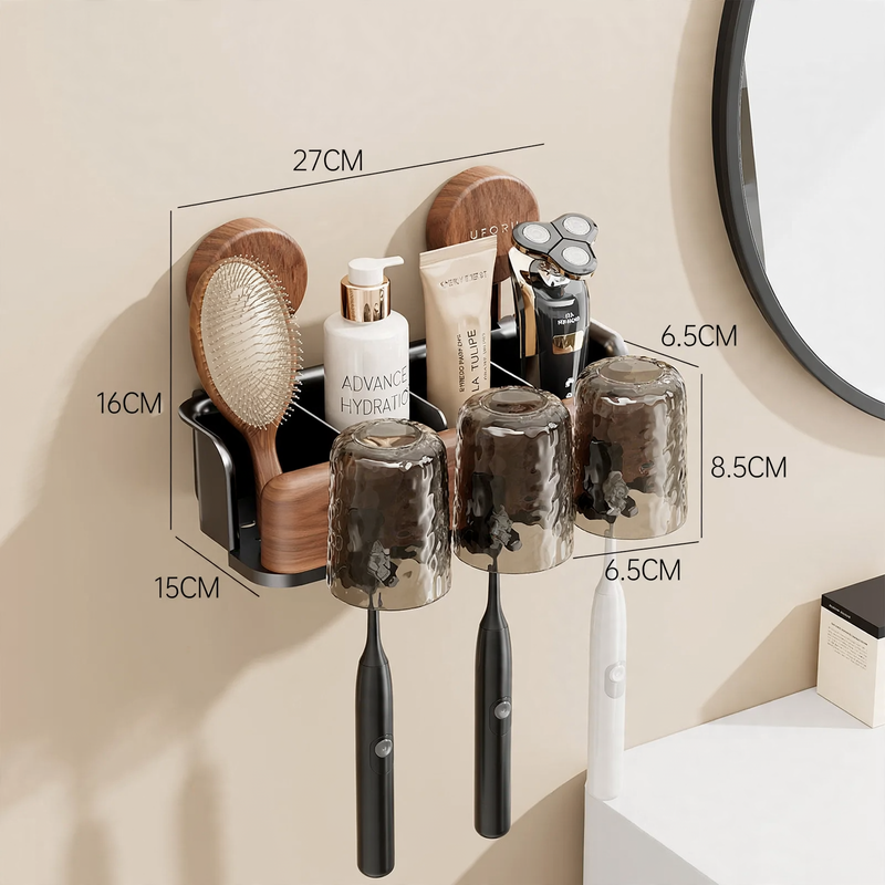 Toothbrush holder with suction cup, no drilling
