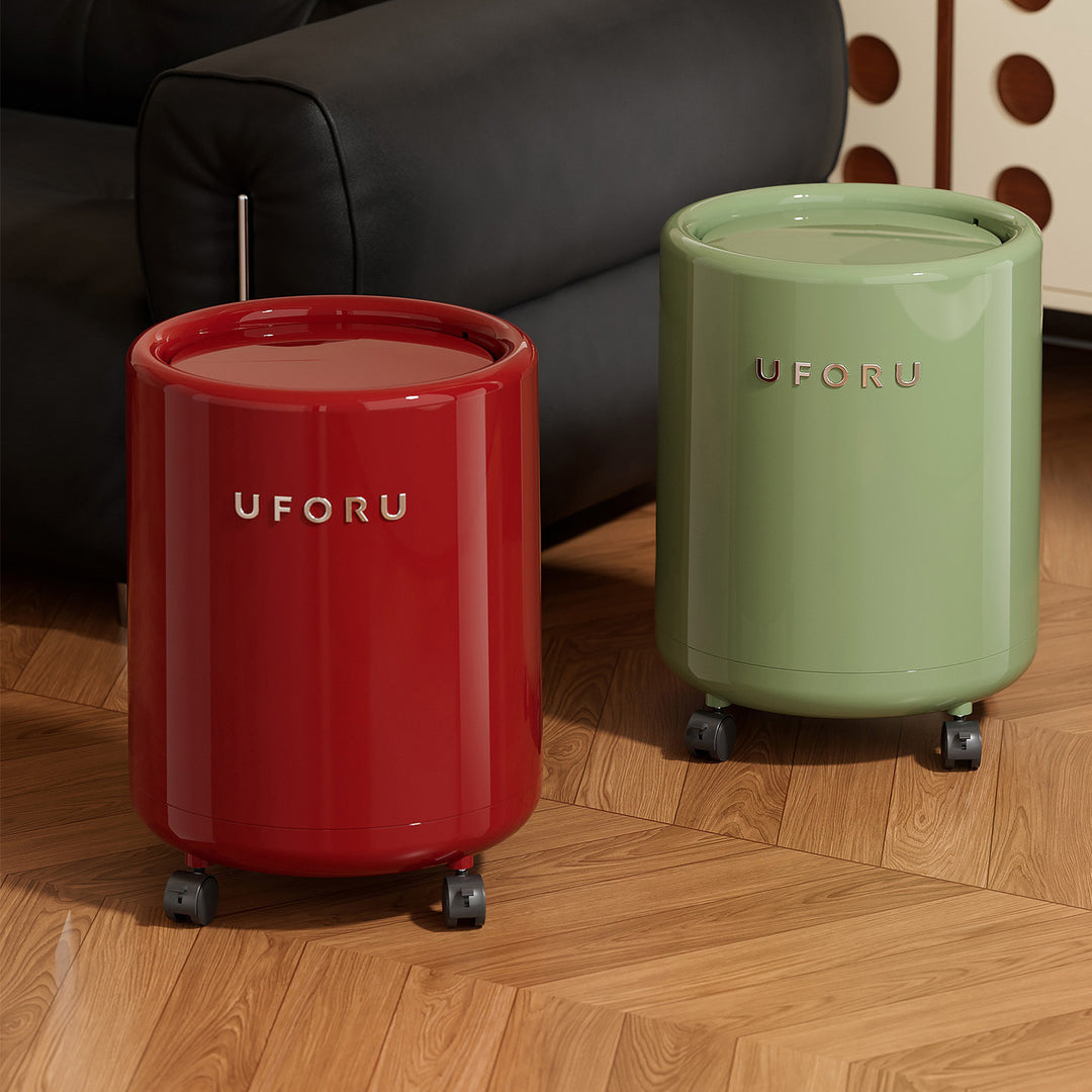 Trash can with lid and wheels, 12 L, plastic