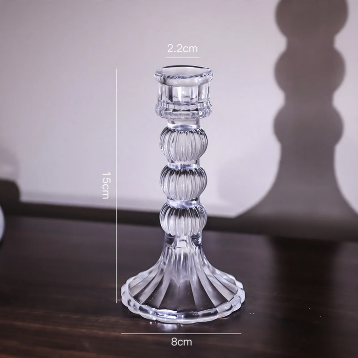 Glass candle holder with crystal cut, European style