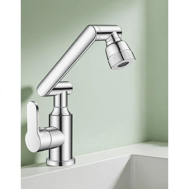 Vanity faucet, White, Swiveling, Hot-Cold